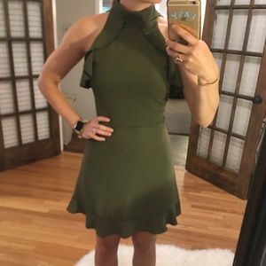 Army green ruffle dress